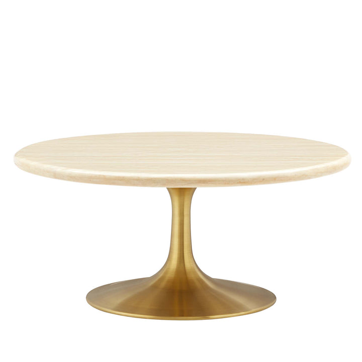 Livia 36” Round Replica Travertine Coffee Table