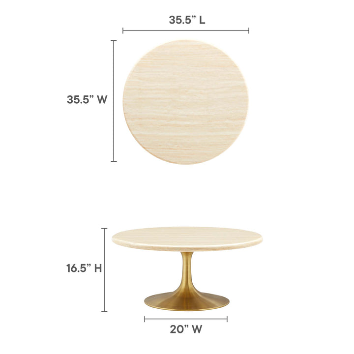 Livia 36” Round Replica Travertine Coffee Table