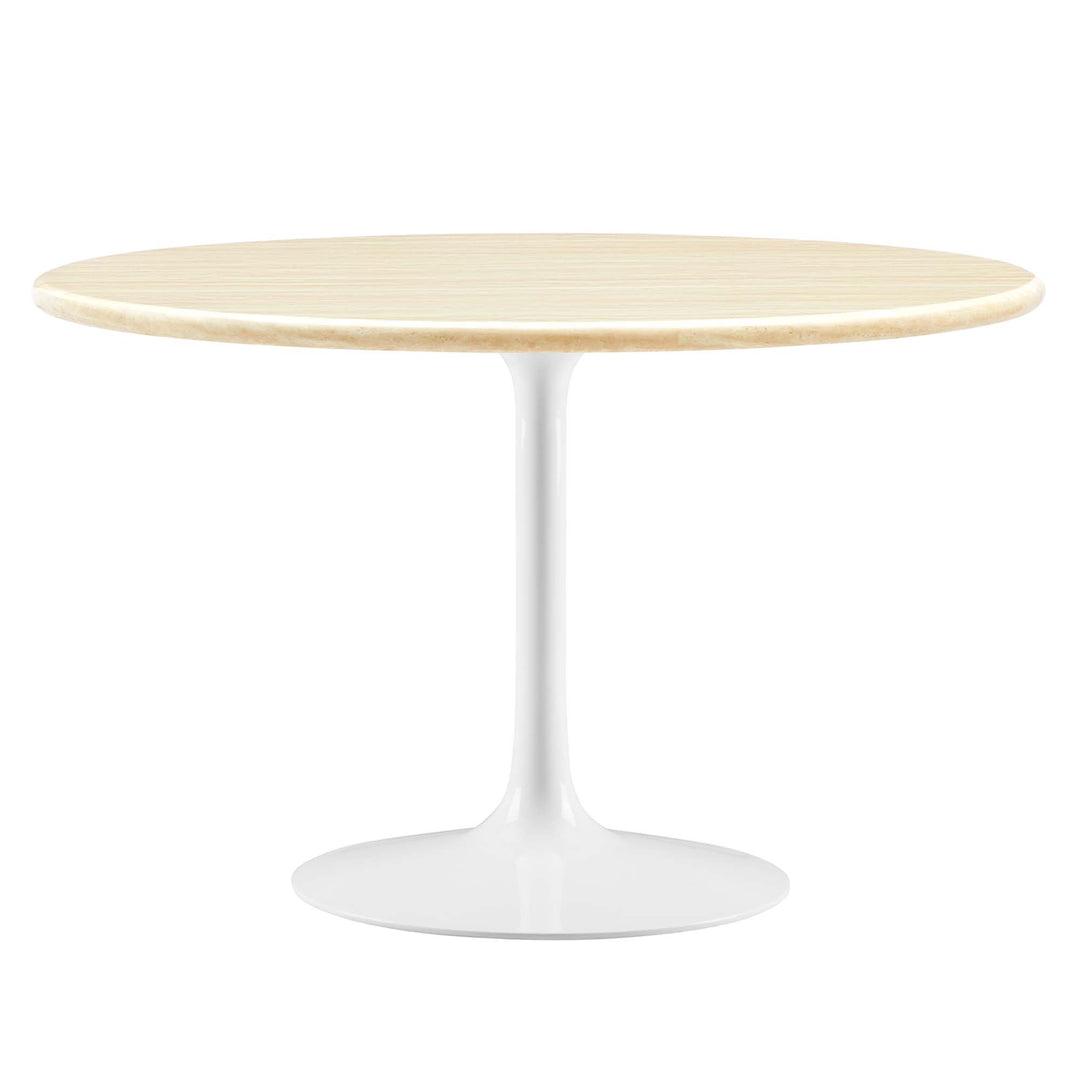 Lenora 48" Round Faux Travertine Dining Table