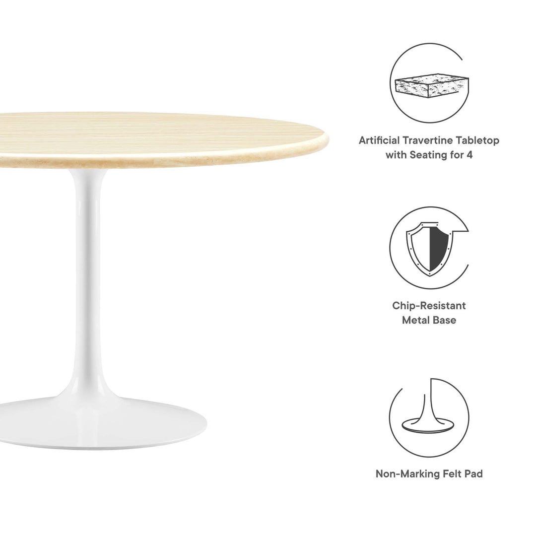 Lenora 48" Round Faux Travertine Dining Table