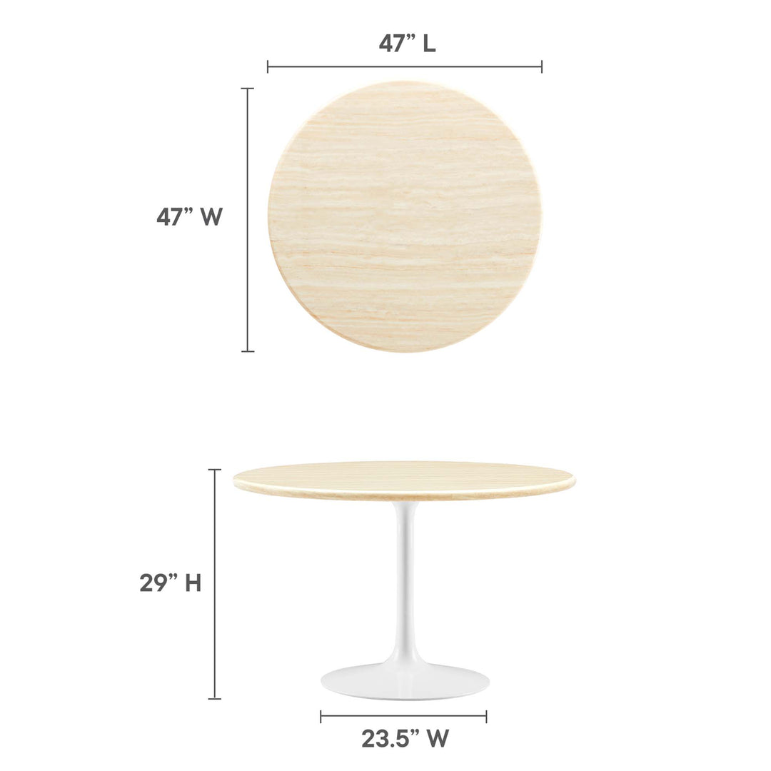 Lenora 48" Round Faux Travertine Dining Table