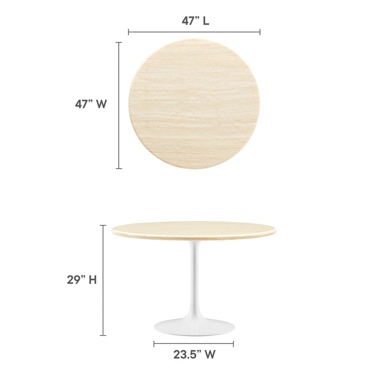 Lenora 48" Round Faux Travertine Dining Table