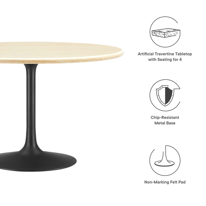 Lippa 48" Round Resin Travertine Dining Table