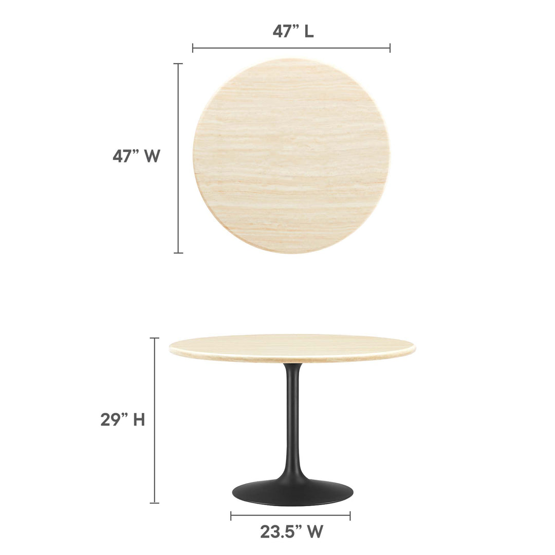 Lippa 48" Round Resin Travertine Dining Table