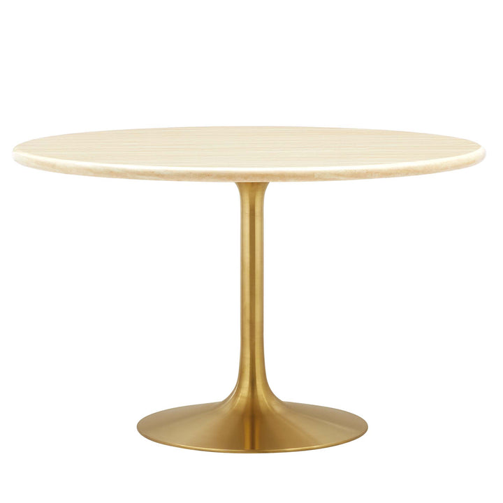 Lippa 48" Round Resin Travertine Dining Table