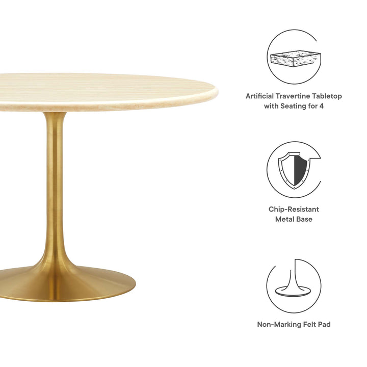 Lippa 48" Round Resin Travertine Dining Table