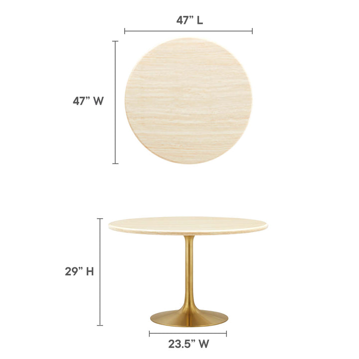 Lippa 48" Round Resin Travertine Dining Table