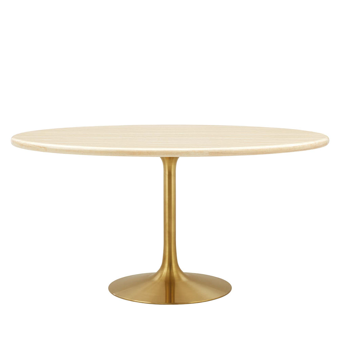 Lippa 60" Oval Faux Travertine Table