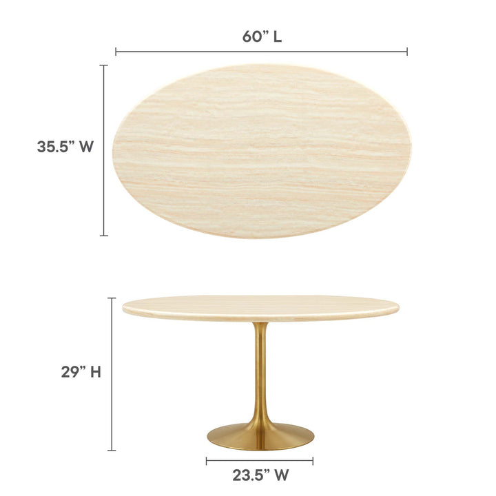 Lippa 60" Oval Faux Travertine Table