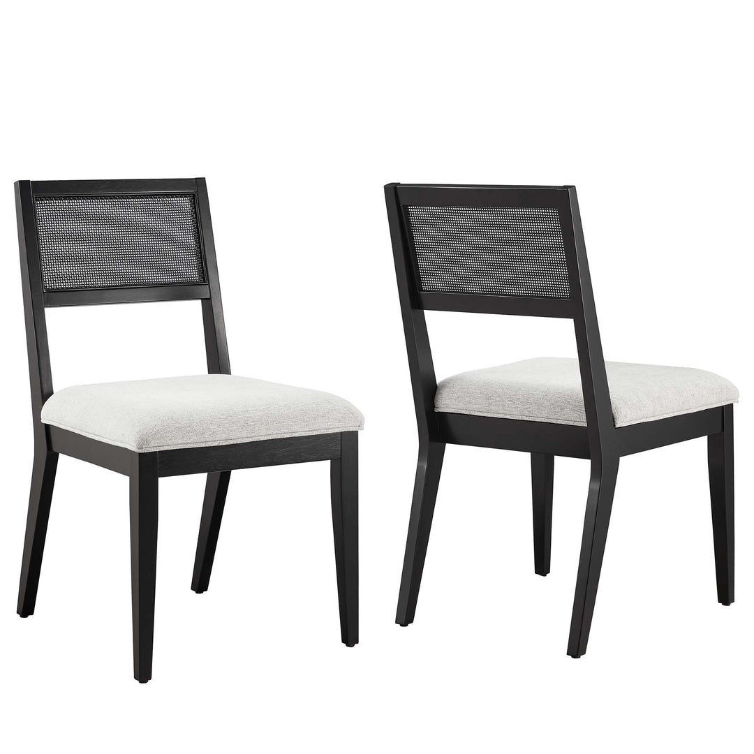 Nyla Faux Rattan Fabric Dining Chairs Set of 2