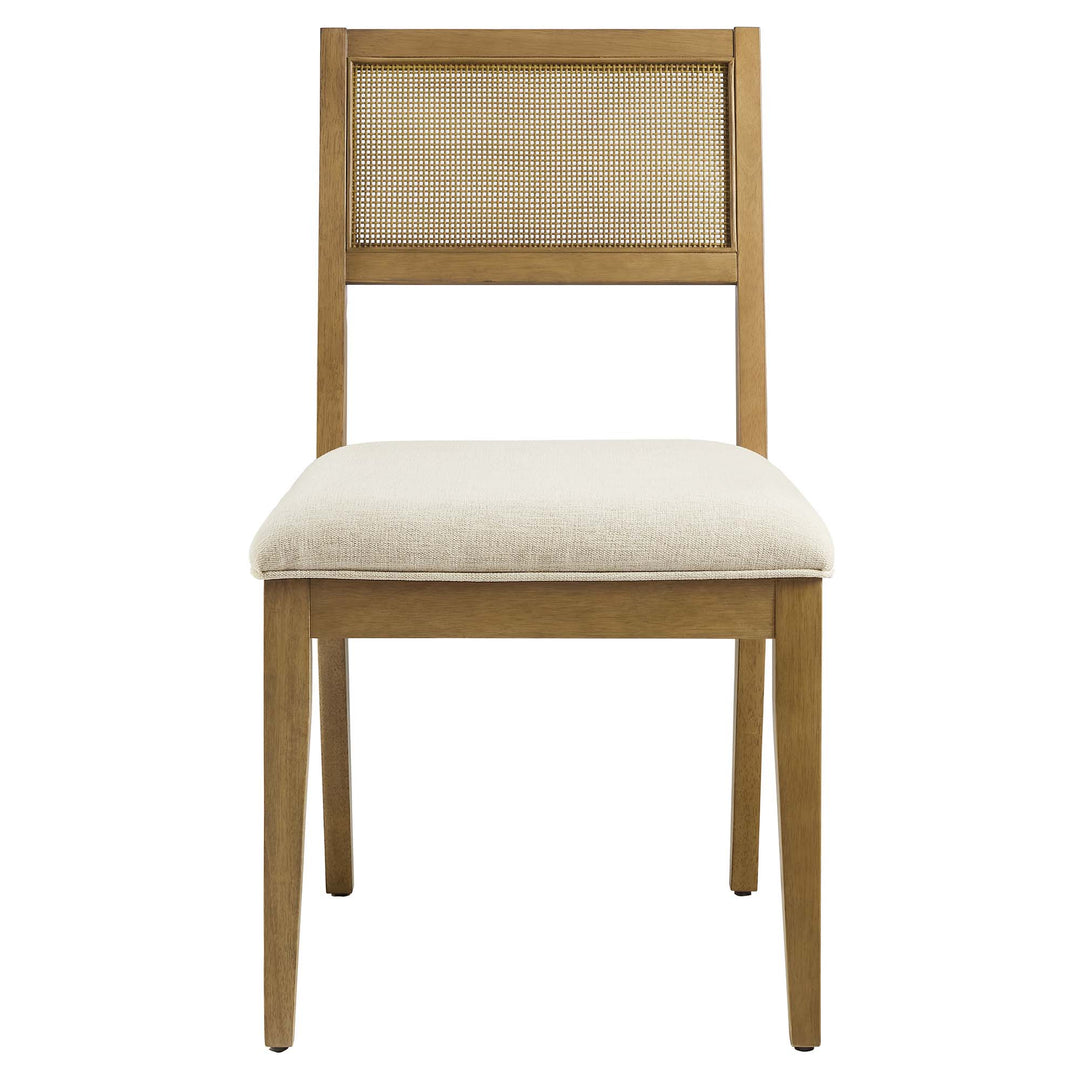 Nyla Faux Rattan Fabric Dining Chairs Set of 2