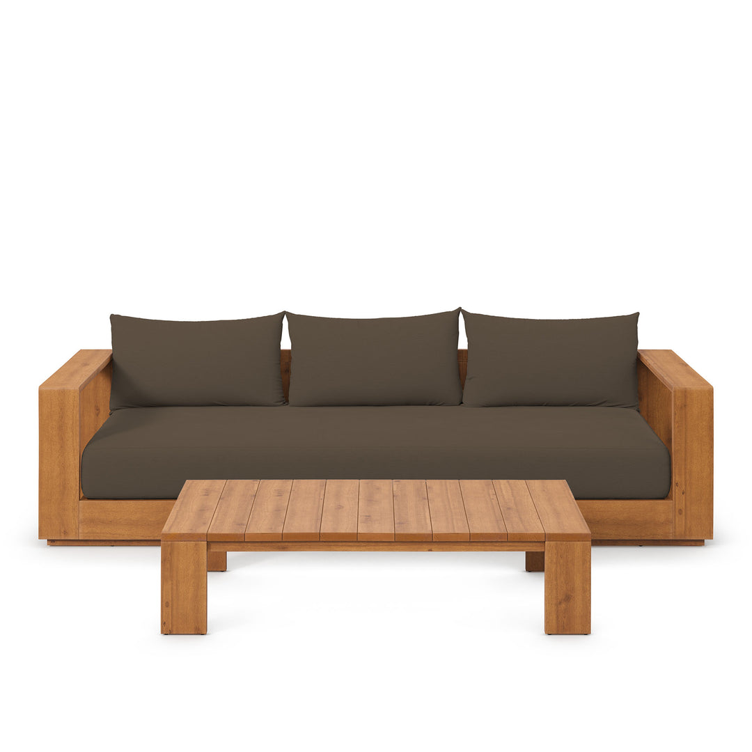 Timber 2-Piece Terrace Patio Acacia Wood Sofa and Coffee Table Set