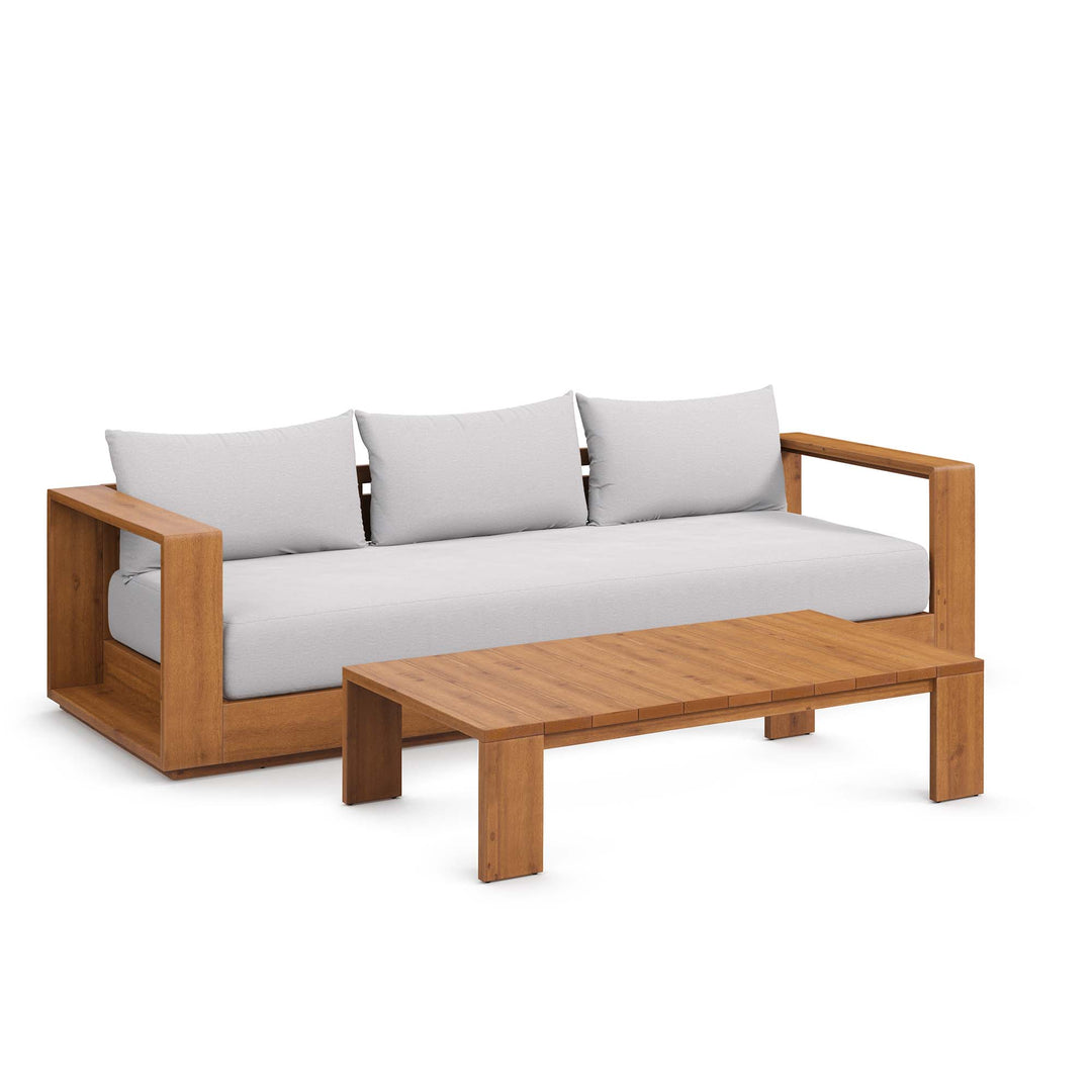 Timber 2-Piece Terrace Patio Acacia Wood Sofa and Coffee Table Set