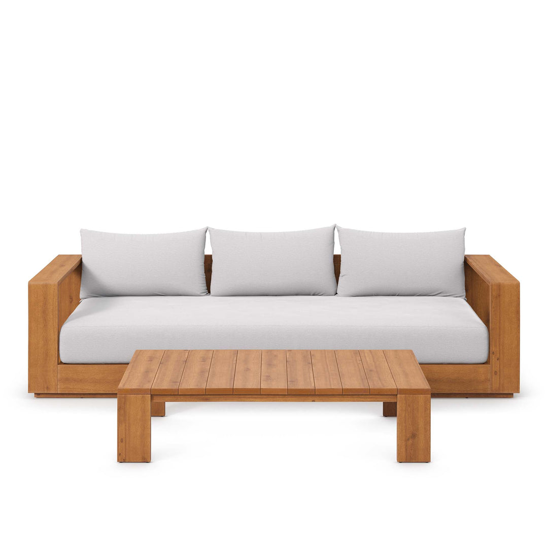 Timber 2-Piece Terrace Patio Acacia Wood Sofa and Coffee Table Set