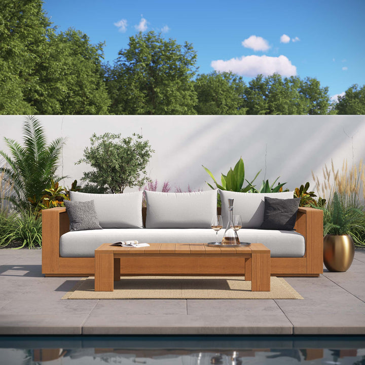 Timber 2-Piece Terrace Patio Acacia Wood Sofa and Coffee Table Set