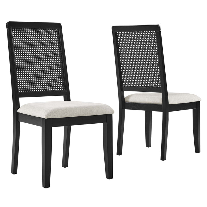 Ayla Faux Rattan and Wood Dining Side Chairs Set of 2