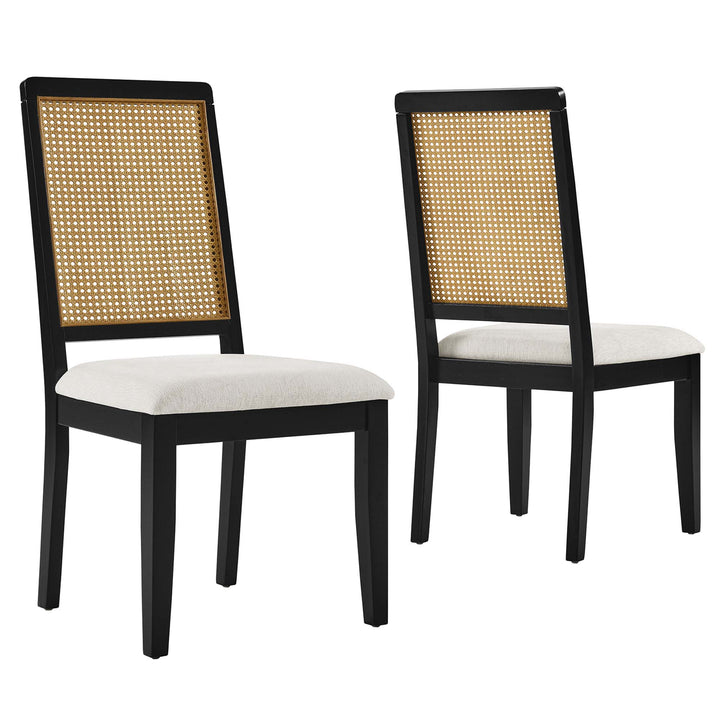 Ayla Faux Rattan and Wood Dining Side Chairs Set of 2