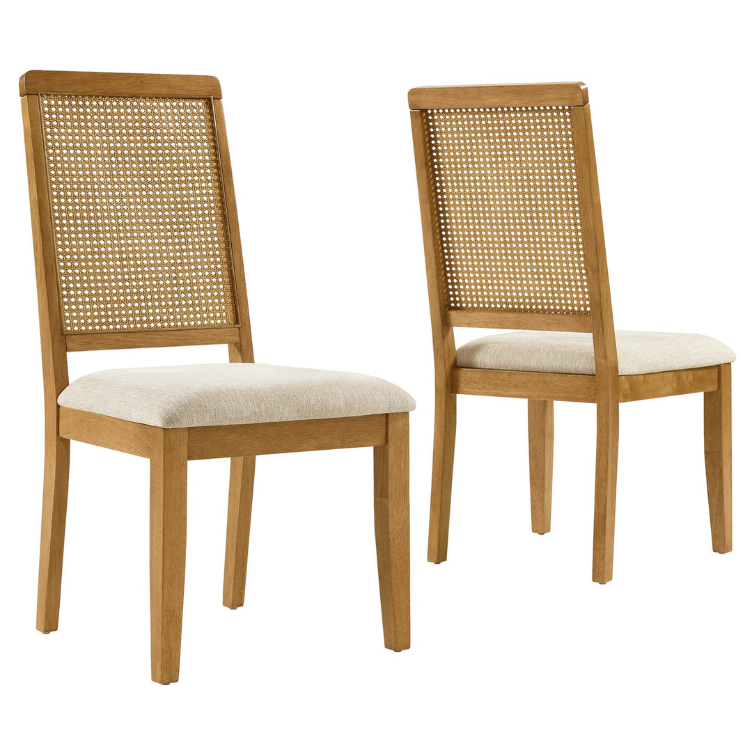 Ayla Faux Rattan and Wood Dining Side Chairs Set of 2