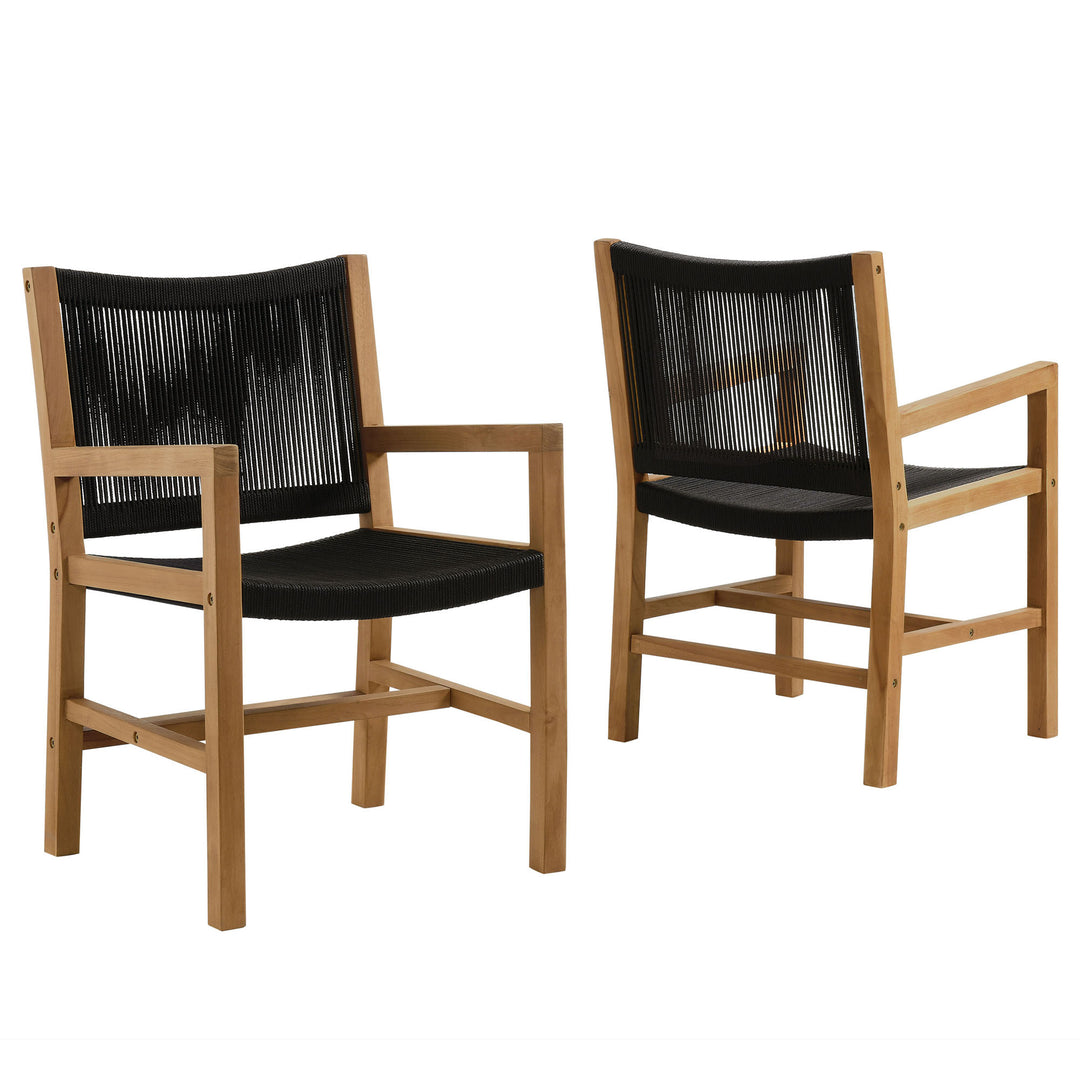 Veranda Oasis Teak and Rope Dining Armchairs Set of 2