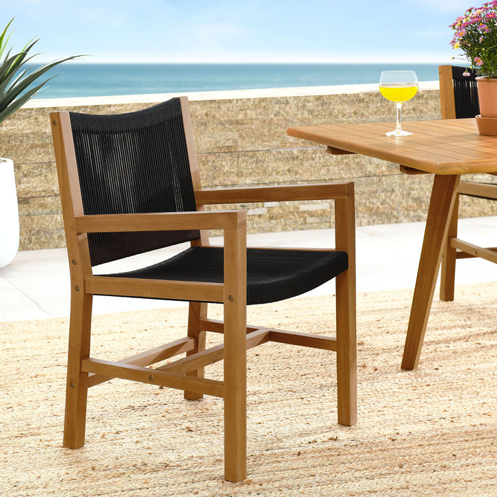 Veranda Oasis Teak and Rope Dining Armchairs Set of 2