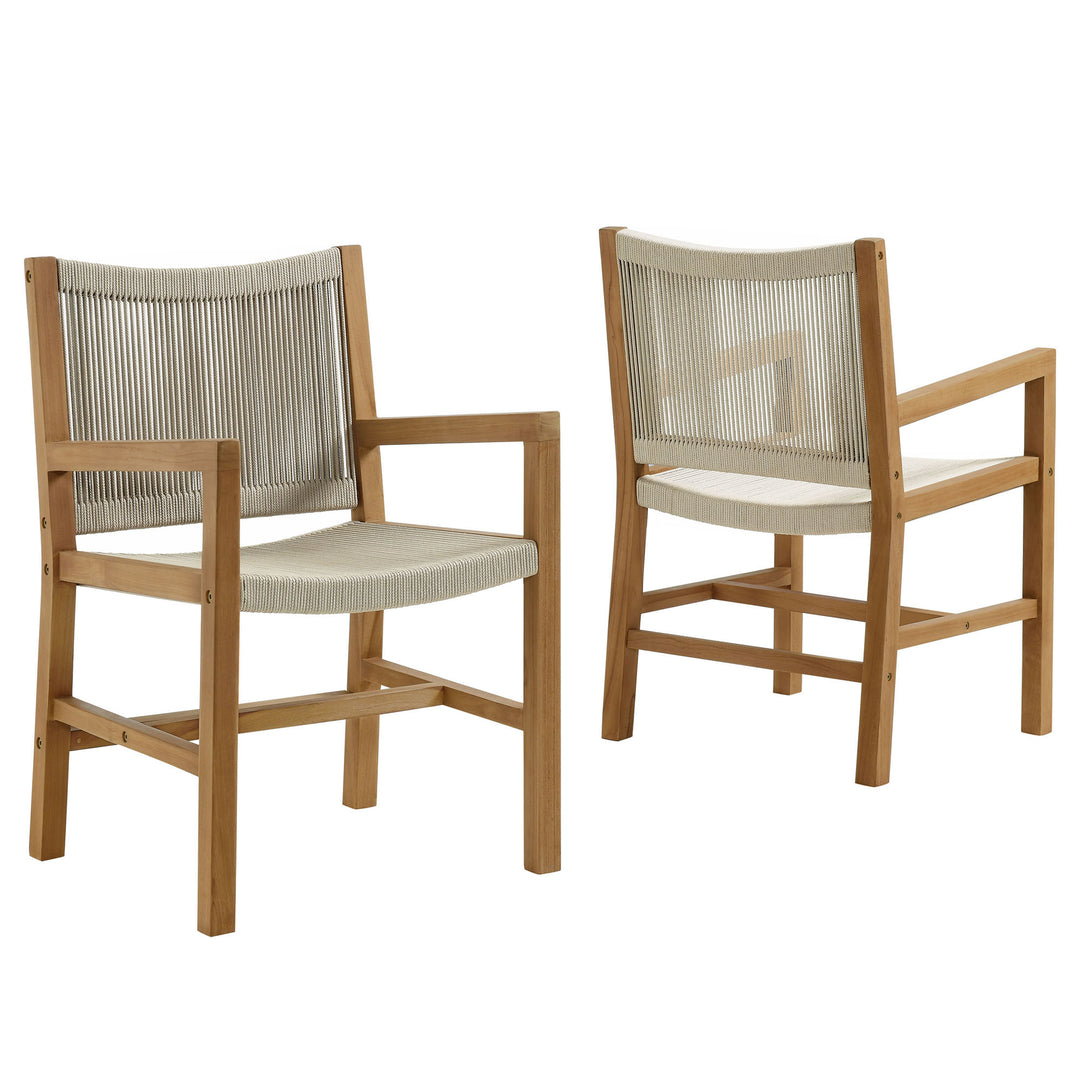 Veranda Oasis Teak and Rope Dining Armchairs Set of 2