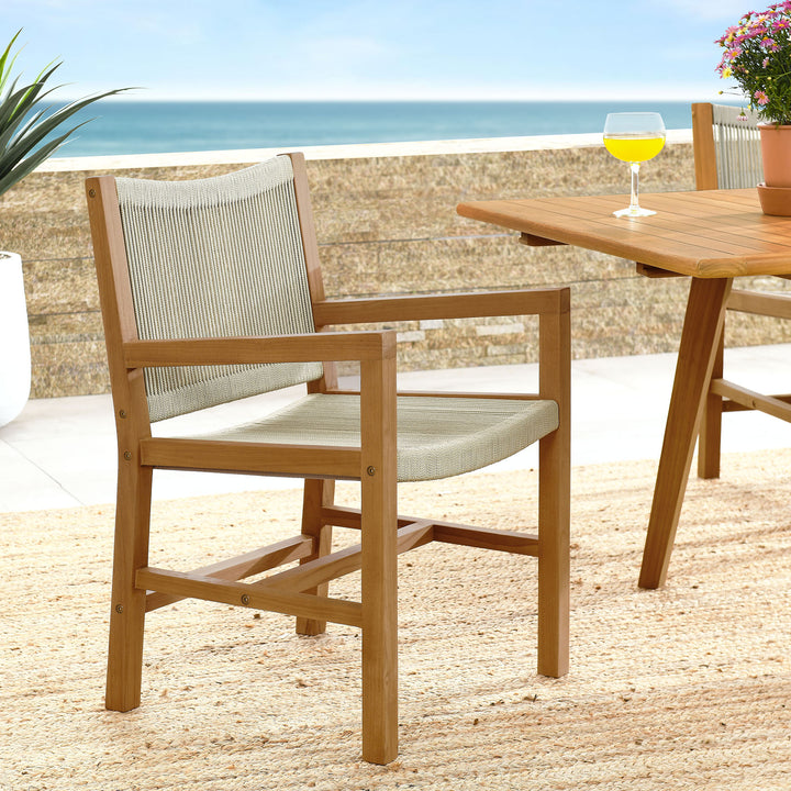 Veranda Oasis Teak and Rope Dining Armchairs Set of 2