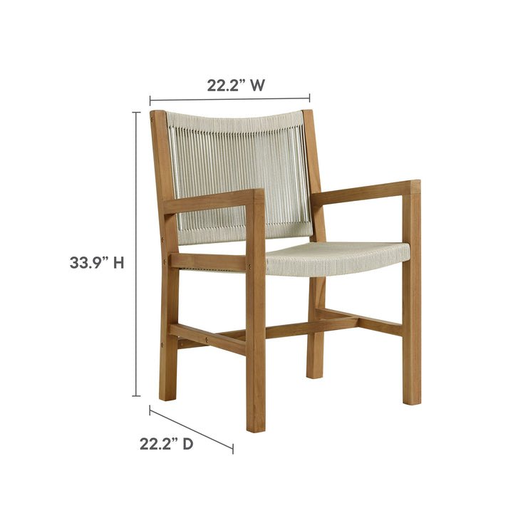 Veranda Oasis Teak and Rope Dining Armchairs Set of 2