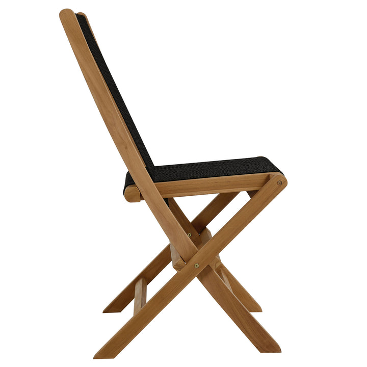 Verona Open-Air Terrace Teak and Rope Foldable Chairs Set of 4