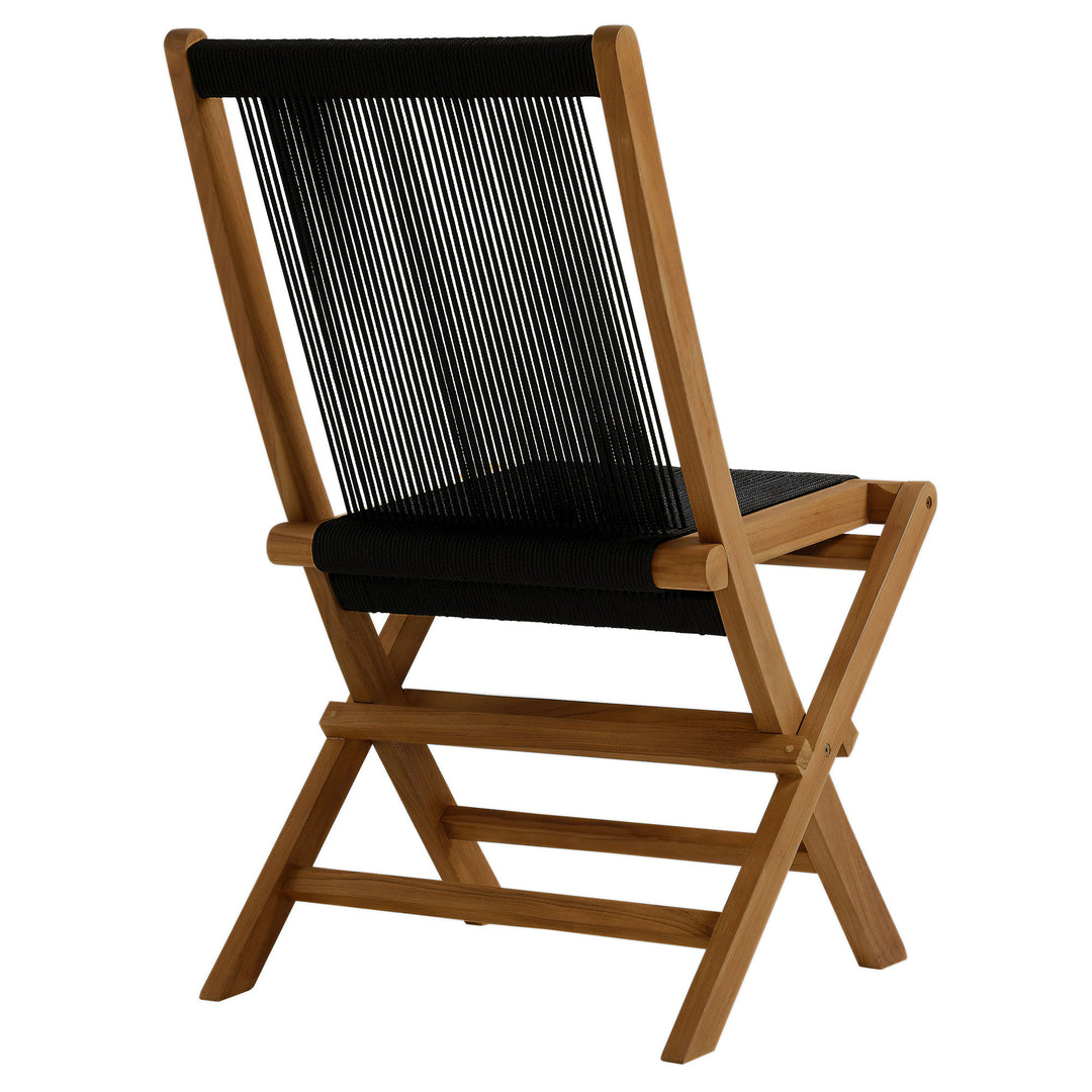 Verona Open-Air Terrace Teak and Rope Foldable Chairs Set of 4