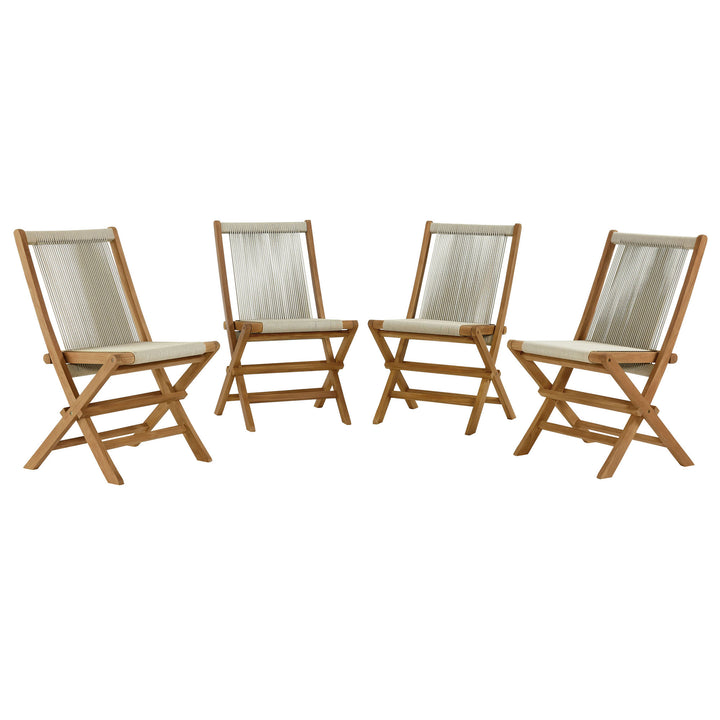 Verona Open-Air Terrace Teak and Rope Foldable Chairs Set of 4