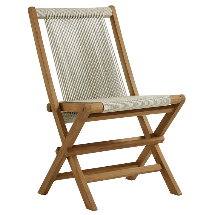 Verona Open-Air Terrace Teak and Rope Foldable Chairs Set of 4