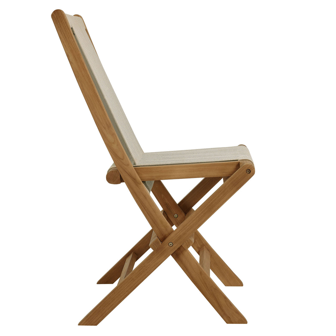 Verona Open-Air Terrace Teak and Rope Foldable Chairs Set of 4