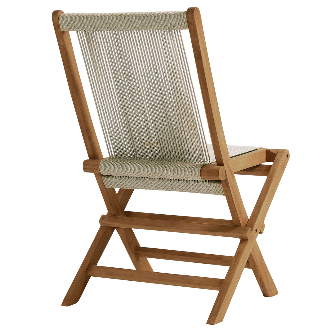 Verona Open-Air Terrace Teak and Rope Foldable Chairs Set of 4