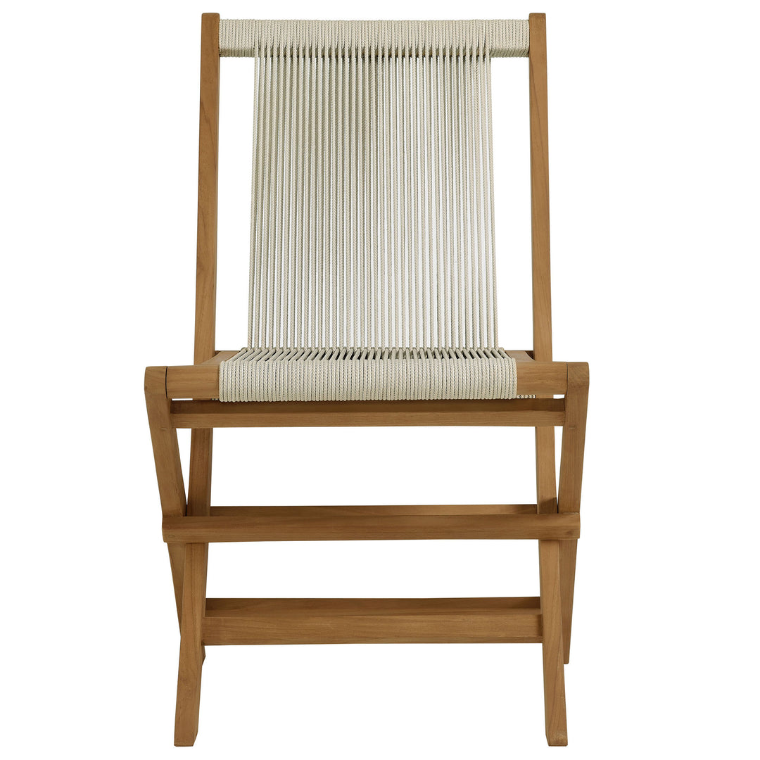 Verona Open-Air Terrace Teak and Rope Foldable Chairs Set of 4