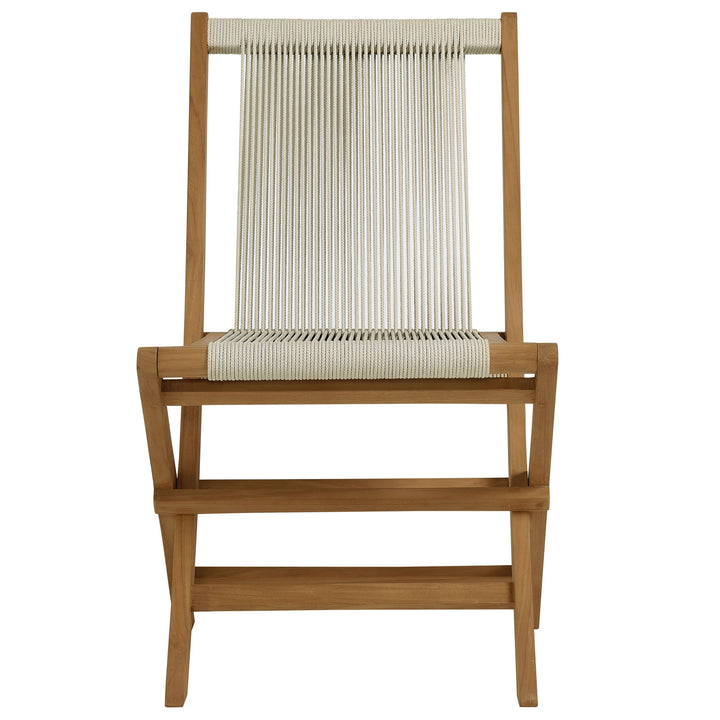 Verona Open-Air Terrace Teak and Rope Foldable Chairs Set of 4