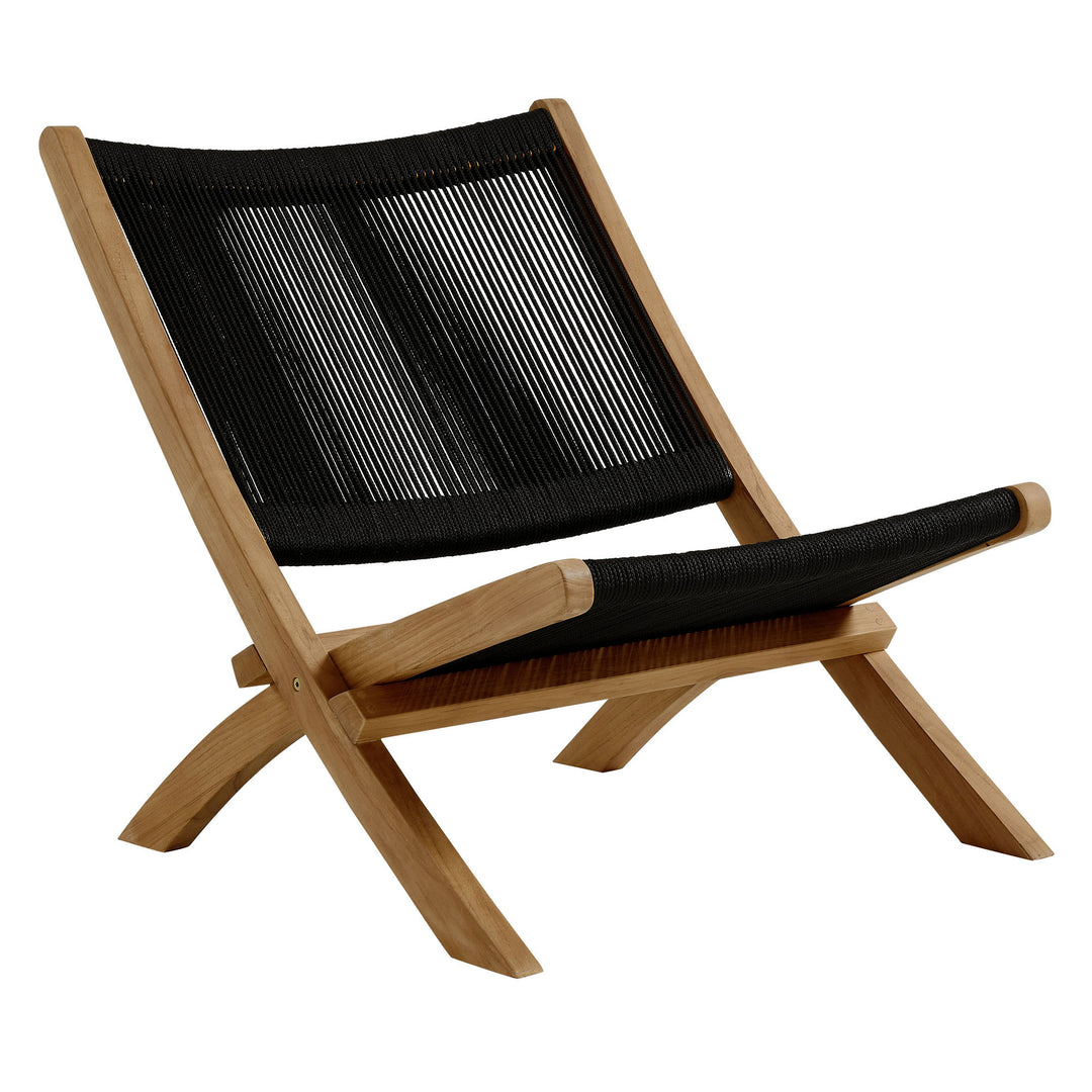 Veranda Oasis Teak and Rope Folding Accent Lounge Chair