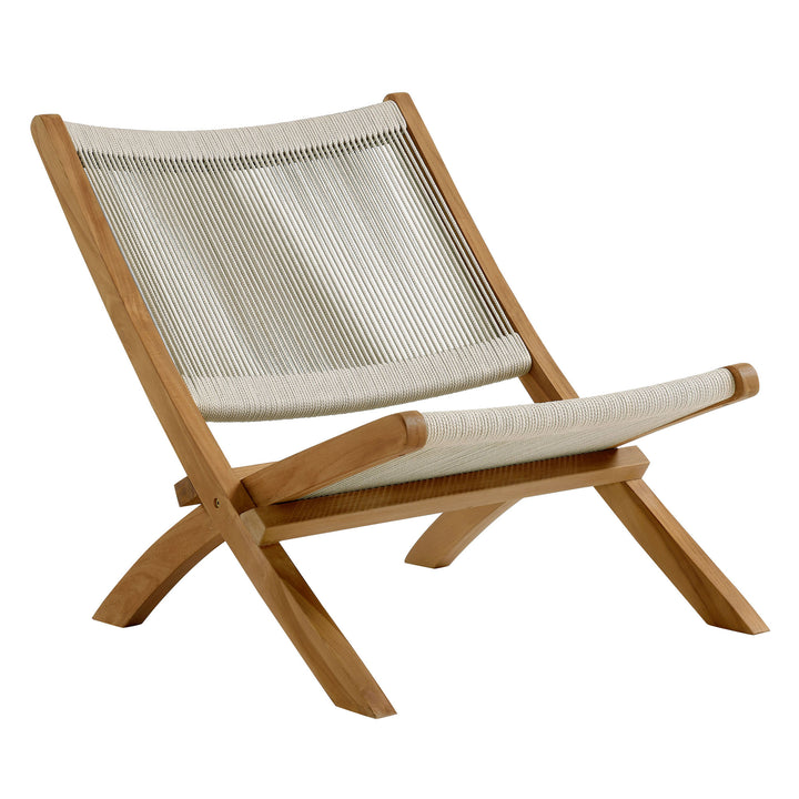 Veranda Oasis Teak and Rope Folding Accent Lounge Chair