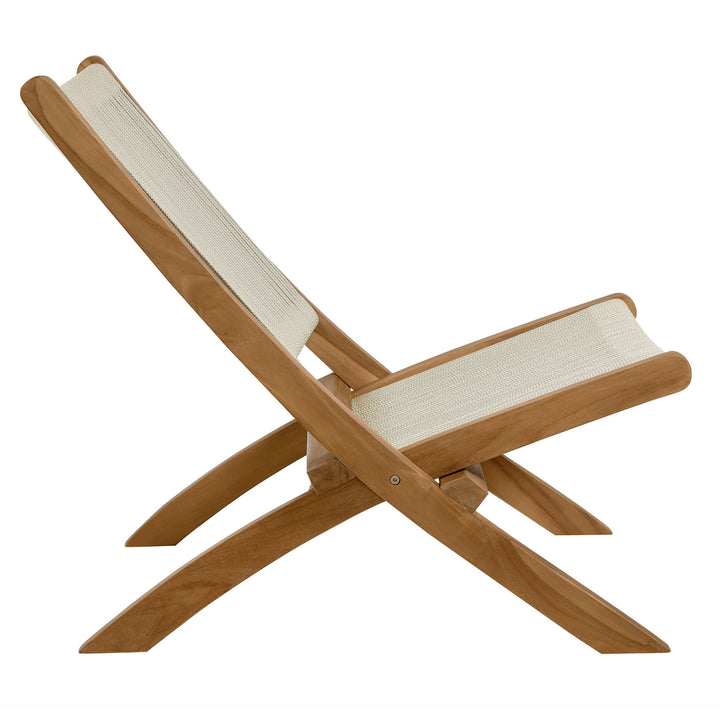 Veranda Oasis Teak and Rope Folding Accent Lounge Chair