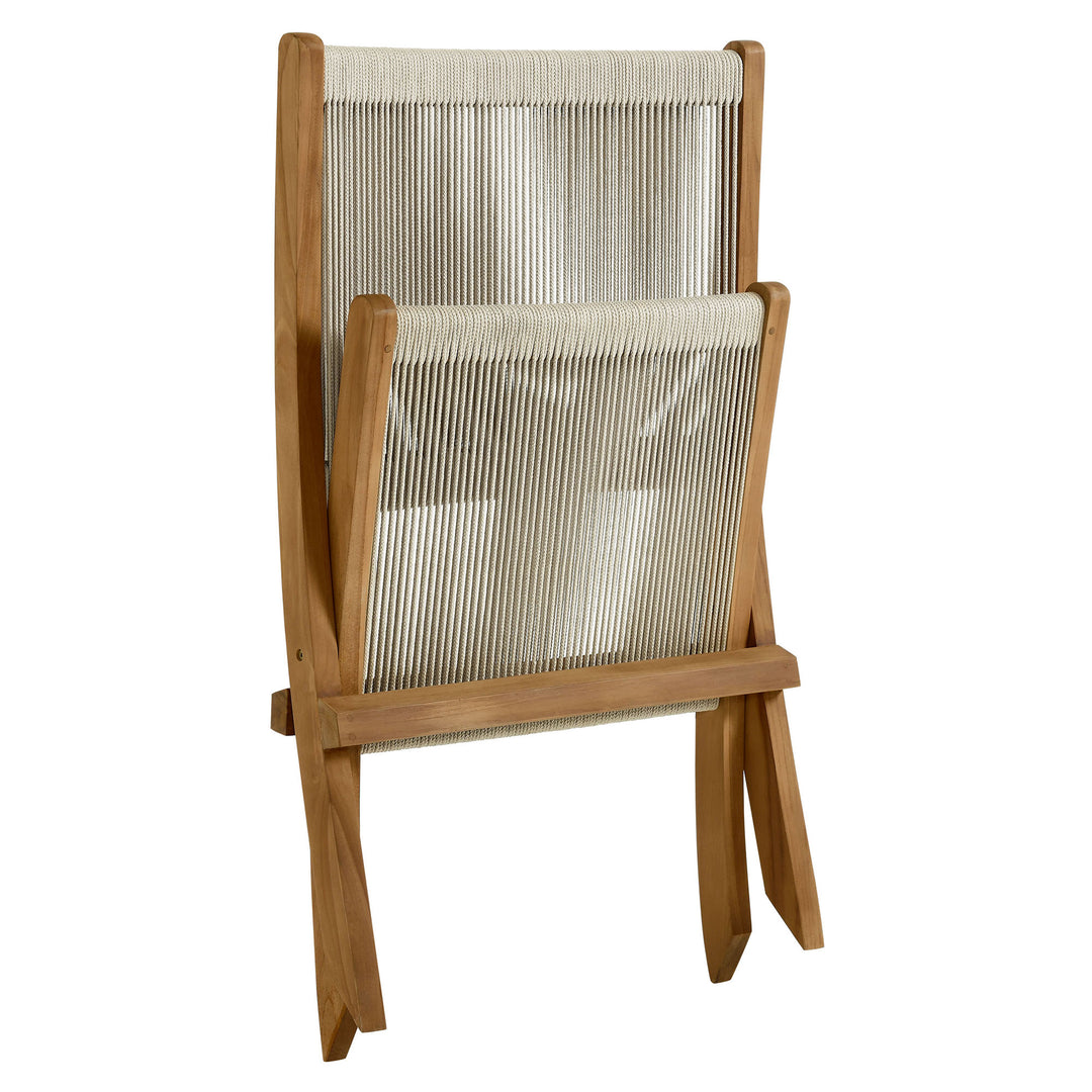 Veranda Oasis Teak and Rope Folding Accent Lounge Chair