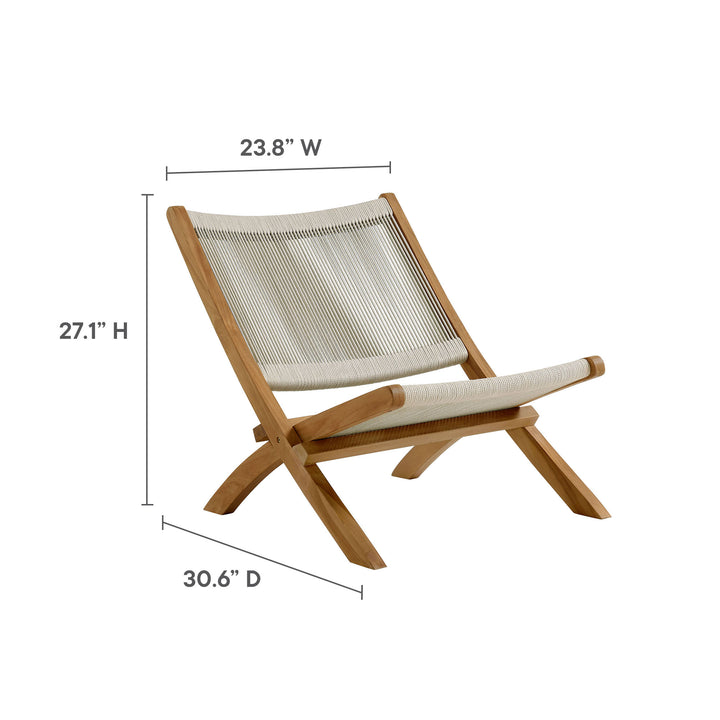 Veranda Oasis Teak and Rope Folding Accent Lounge Chair