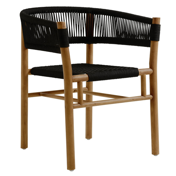 Veranda Oak Terrace Teak and Twine Curved-Back Dining Armchairs Set of 2