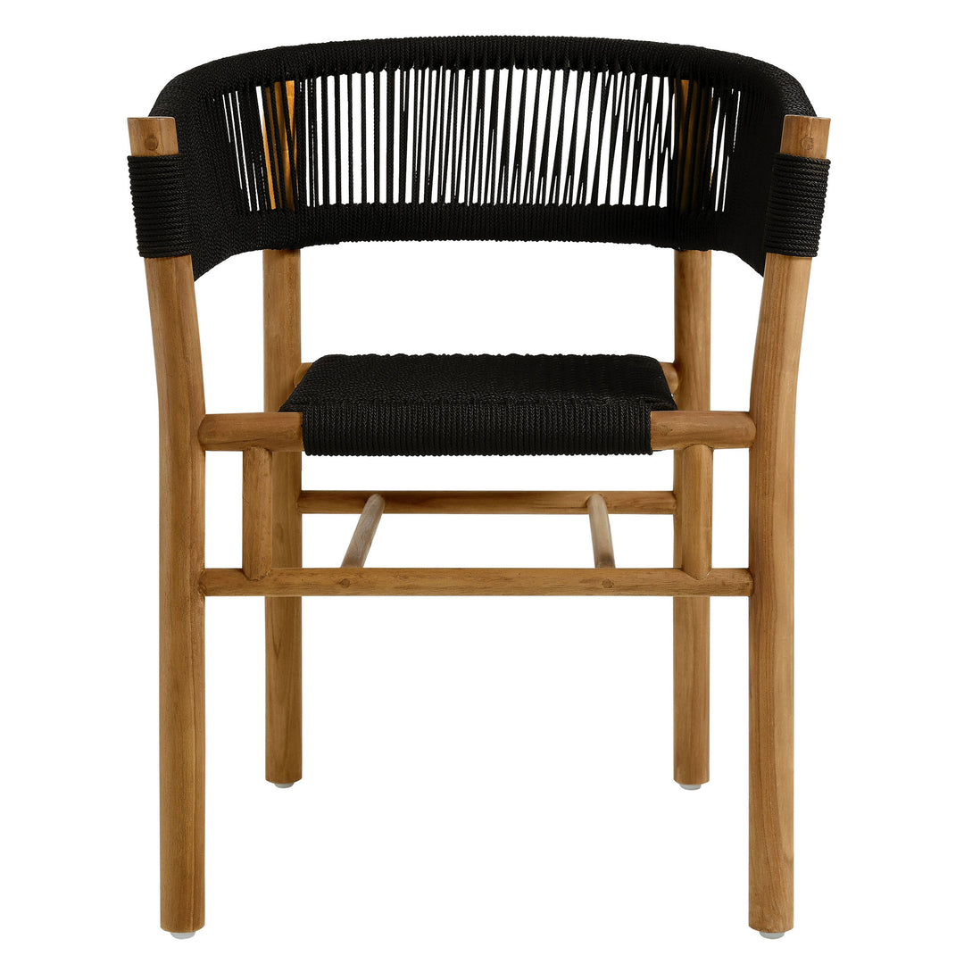 Veranda Oak Terrace Teak and Twine Curved-Back Dining Armchairs Set of 2