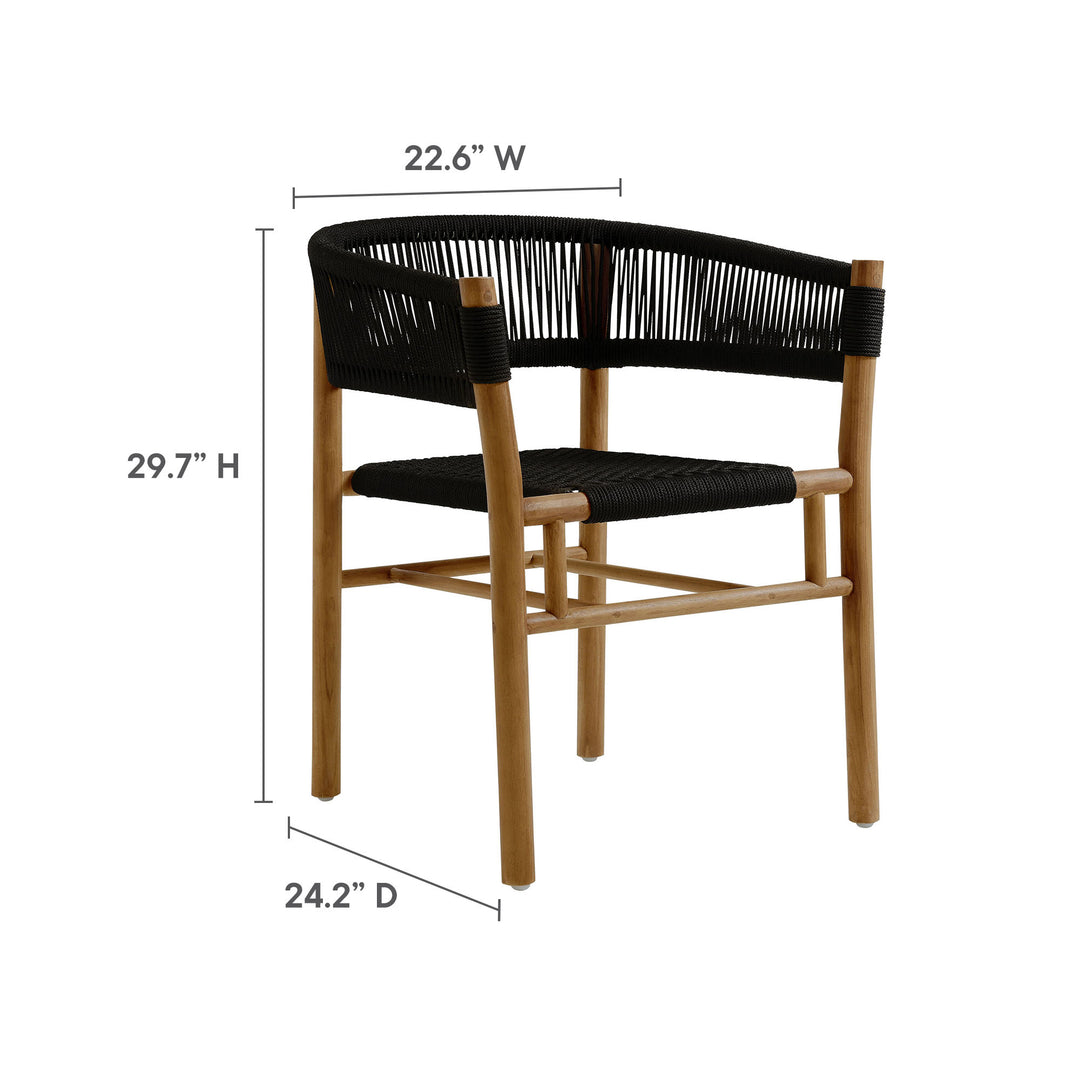 Veranda Oak Terrace Teak and Twine Curved-Back Dining Armchairs Set of 2