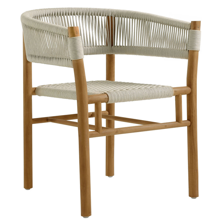 Veranda Oak Terrace Teak and Twine Curved-Back Dining Armchairs Set of 2