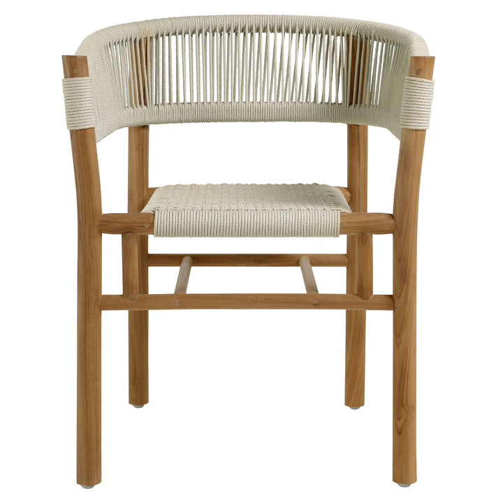 Veranda Oak Terrace Teak and Twine Curved-Back Dining Armchairs Set of 2