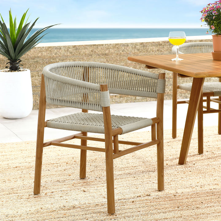 Veranda Oak Terrace Teak and Twine Curved-Back Dining Armchairs Set of 2