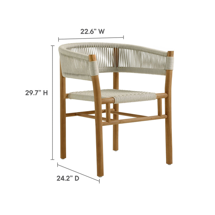 Veranda Oak Terrace Teak and Twine Curved-Back Dining Armchairs Set of 2