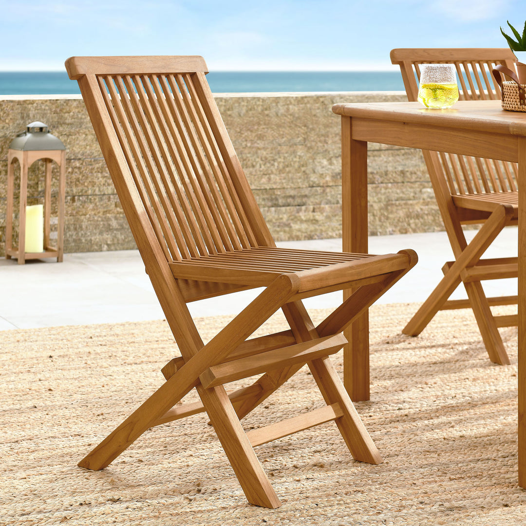 Valencia Outdoor Patio Teak Wood Folding Dining Chairs Set of 4