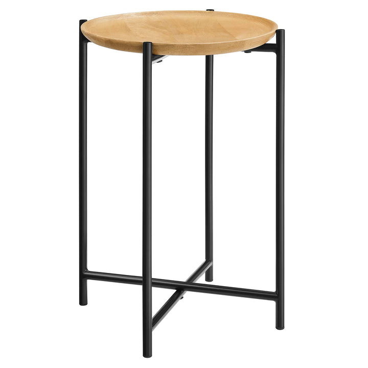 Xander Round Wood and Metal Side Table