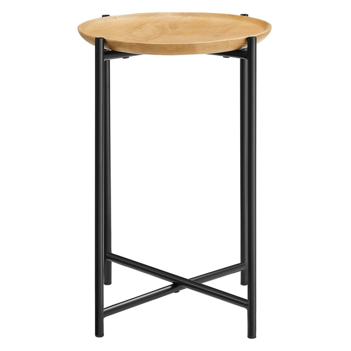 Xander Round Wood and Metal Side Table